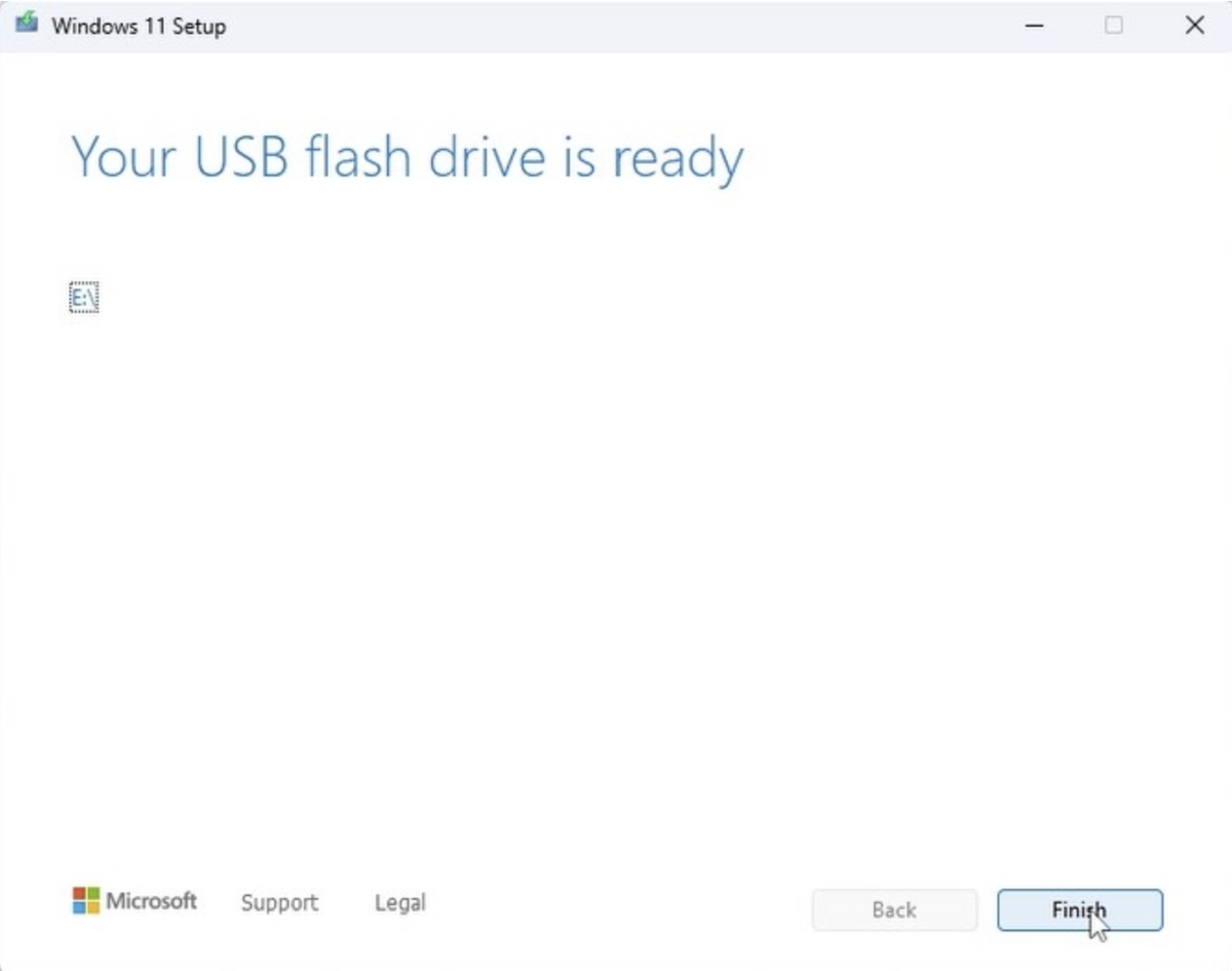 Windows 11 Setup — Your USB flash drive is ready